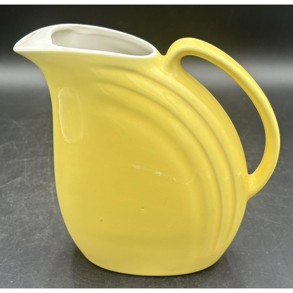 Hall Pottery Art Deco Nora Yellow Refrigerator Water Pitcher USA Ice Lip Vintage